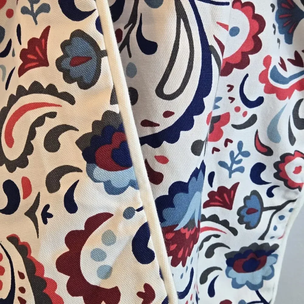 IKEA Kratten 20 X 20 Floral Pillow Cover Scandinavian Folk Art Boho Blue Red Zip